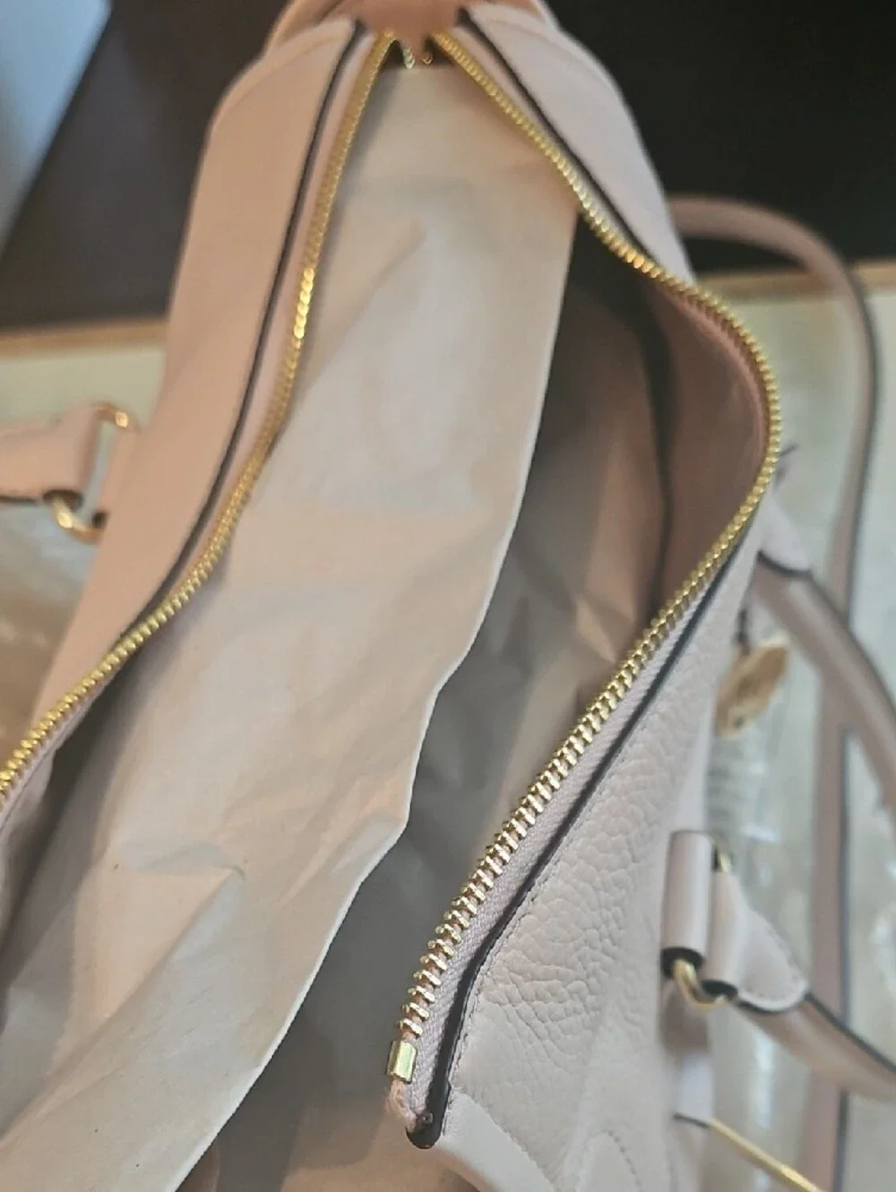 Michael Kors Powder Blush Pebbled Leather Satchel with Gold Hardware NWT